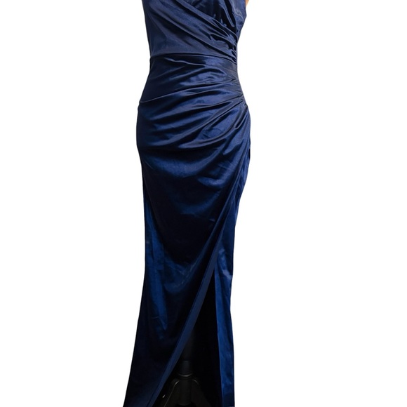 Sadyce Women’s Formal Strappy Dress Side Gather Slit Royal Blue Medium Wedding - Picture 3 of 15